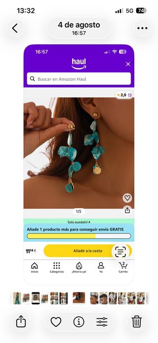 Pendientes nacar azul y piedra elegantes