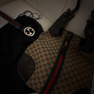 Borsa Gucci monogram marrone e multicolor