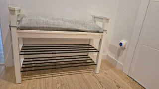 Banco zapatero Ikea blanco y gris