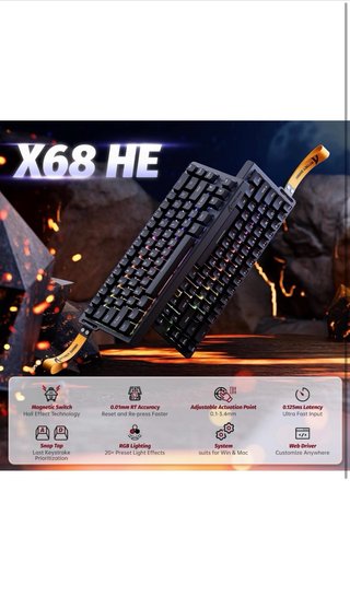 ATTACK SHARK X68 HE Teclado 8000Hz Rapid Trigger