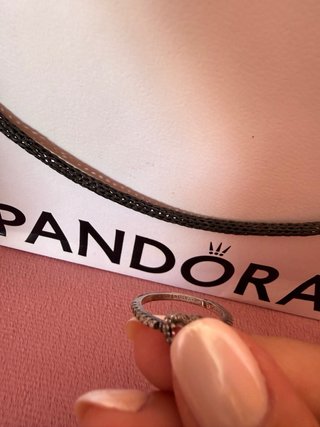 Anillo Pandora Corazón Rosa Plata