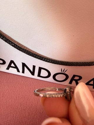 Anillo Pandora Corazón Rosa Plata