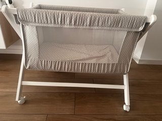 Minicuna bebé gris/beige con estampado