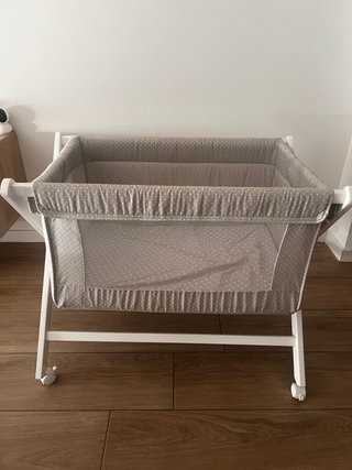 Minicuna bebé gris/beige con estampado