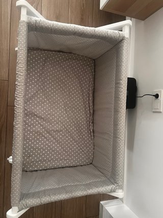 Minicuna bebé gris/beige con estampado