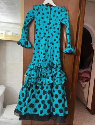 Traje Flamenca Azul con Lunares Negros