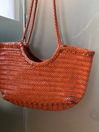 Bolso Cuero Trenzado Artesanal Marrón