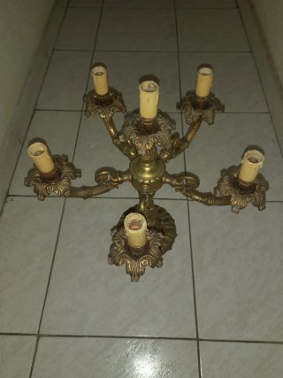 2 Lámparas Bronce Antiguas Estilo Candelabro