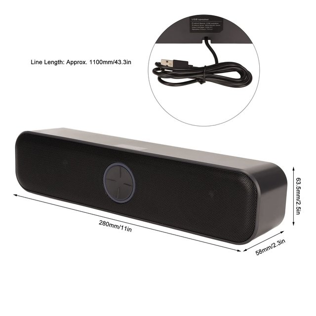 Barra de Sonido Altavoz PC Negro