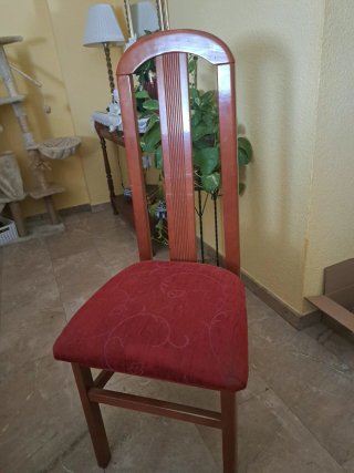 4 Sillas Comedor Madera Tapizado Rojo