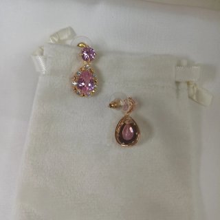 Pendientes Cristal Rosa y Circonitas Chapado Oro