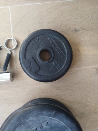 Kit de pesas y barra de gimnasio