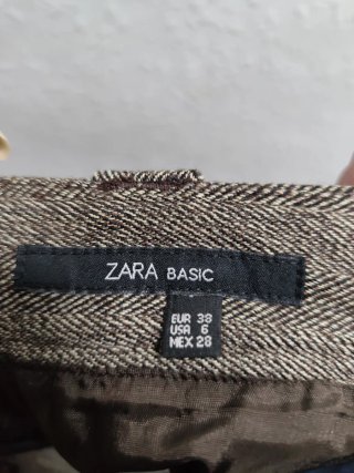 Falda ZARA BASIC Mujer Talla 38 Marrón