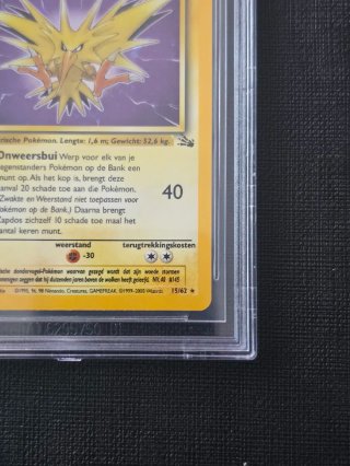 Zapdos Holo 1ª Edición Fossil BGS 9