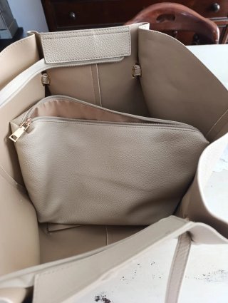 Bolso de piel sintética, beige claro