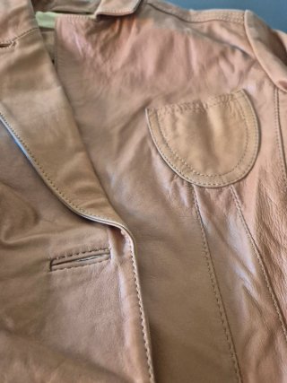 Chaqueta de cuero marrón mujer