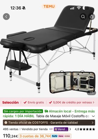 Camilla plegable nueva en su caja