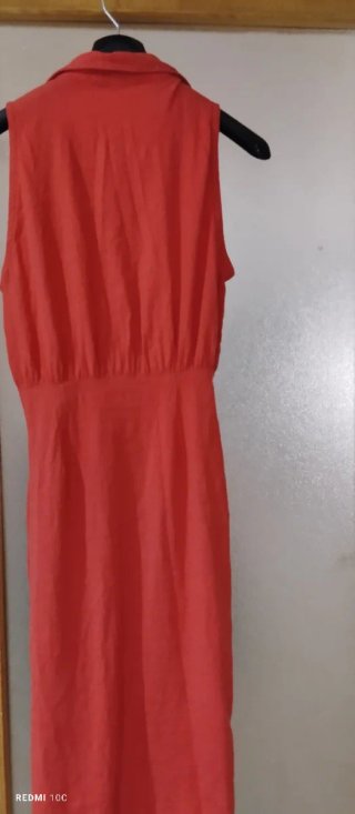 Vestido Zara Rojo Botones Ruched