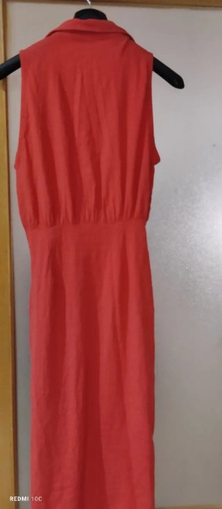 Vestido Zara Rojo Botones Ruched