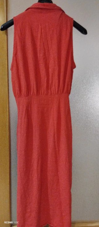 Vestido Zara Rojo Botones Ruched