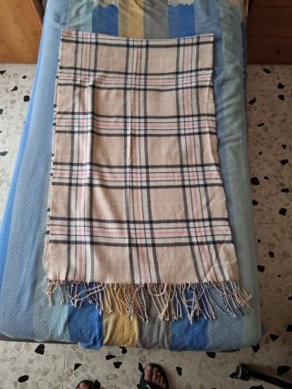 Sciarpa a quadri beige e rosa