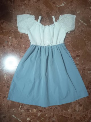Vestido blanco y azul talla 11-12