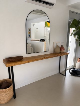 Mesa consola madera maciza y metal