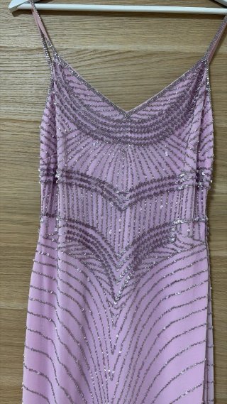 Vestido fiesta rosa pedrería talla S