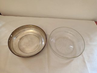 Frutero/Centro de Mesa Cristal y Metal Plateado