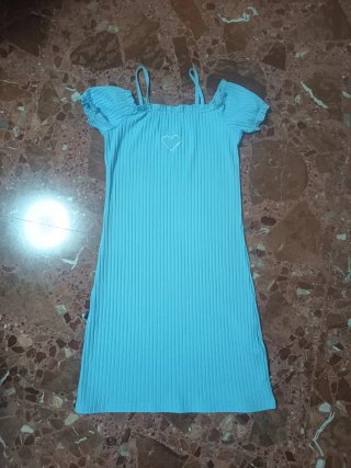 Vestido azul claro corazón talla 11-12
