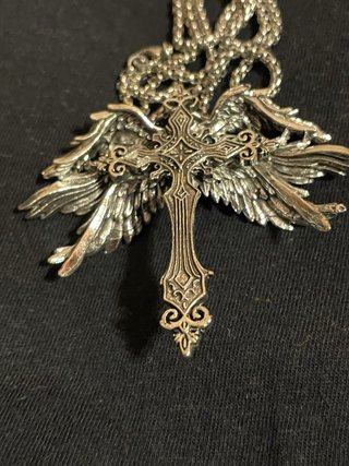 Collana unisex croce alata acciaio