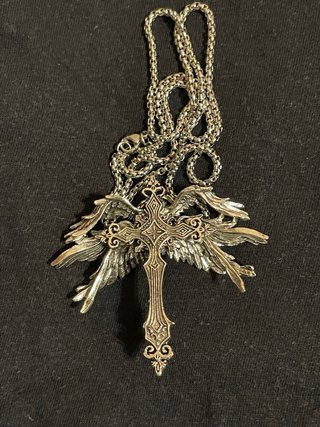 Collana unisex croce alata acciaio