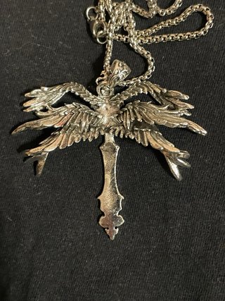 Collana unisex croce alata acciaio