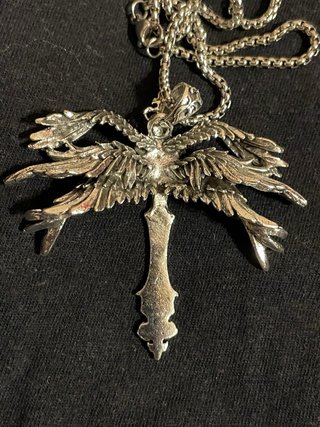 Collana unisex croce alata acciaio
