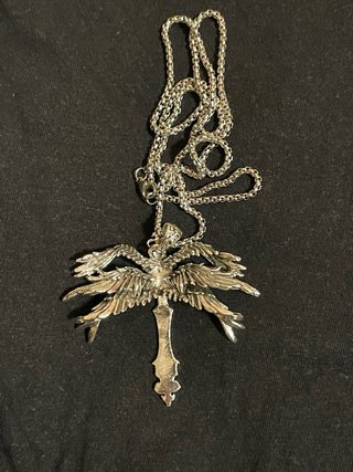 Collana unisex croce alata acciaio