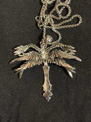 Collana unisex croce alata acciaio