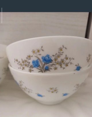 Arcopal Romántico - 4 Cuencos Flores Azules Vintag