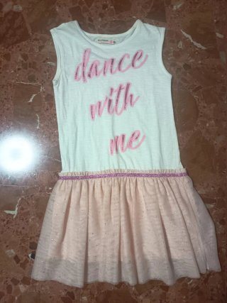 Vestido Desigual blanco y rosa 9-10 años
