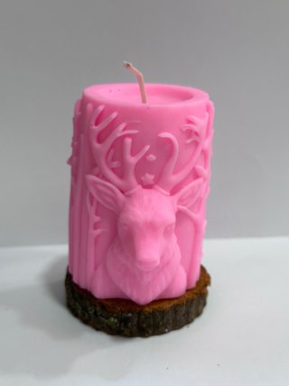 Vela Reno Navidad Rosa Madera