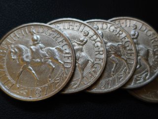 Monedas 25 peniques Isabel II 1977 Réplicas