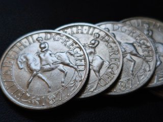 Monedas 25 peniques Isabel II 1977 Réplicas