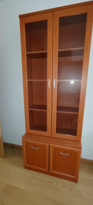Librería Estantería Madera y Cristal