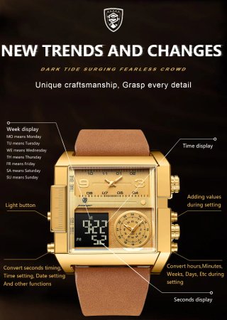 Reloj Poedagar Dorado y Marrón Hombre