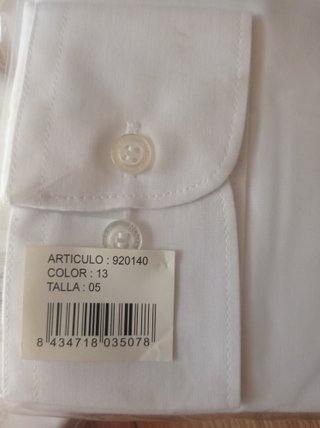 Camisa blanca caballero manga larga talla 5