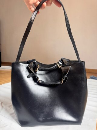 Bolso Zara Piel Búfalo Auténtica Negro