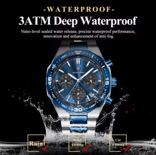 Reloj Poedagar Cronógrafo Azul y Plateado