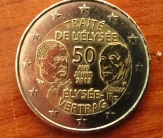 Moneda 2€ Tratado de l'Élysée 50 Años