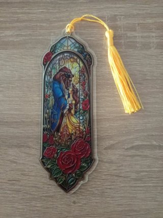 Marcapáginas Bella y Bestia vitral