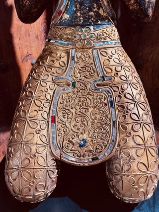 Estatua Guardián Teppanom Tailandés Madera Buda