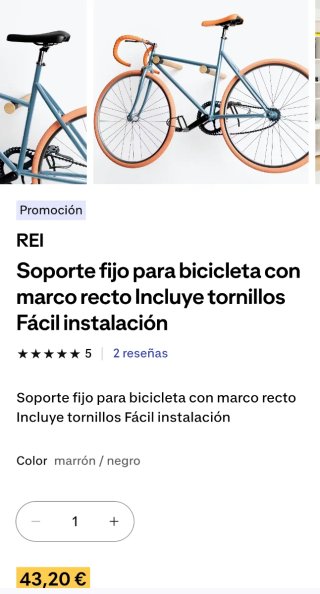 Soporte pared bicicleta madera REI